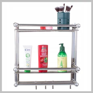 Dvojúrovňová nástenná kúpeľňová polica 01794