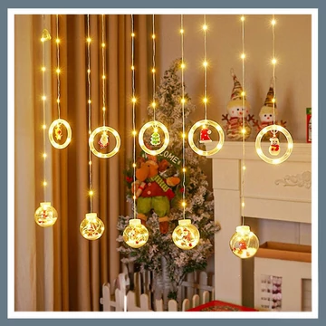 Vianočná guľa + prsteň 110LED osvetlený zavesený ozdobný dekor 3M teplá biela KARACSONYIGOMBGYURU
