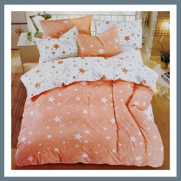 7-dielna súprava posteľnej bielizne PLÜSS, vzor padajúca hviezda, broskyňová HCS-B