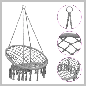 Okrúhla závesná hojdacia stolička s strapcami 80 x 120 cm HINTA120