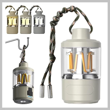 Nabíjateľná LED kempingová lampa – baterka s funkciou powerbanky 12338