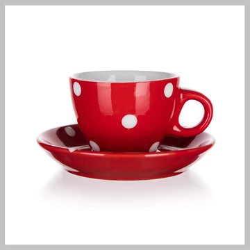 DOTS šálka s tanierikom 100 ml, červená 60223088
