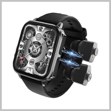T22 čierne smart hodinky s integrovanými Bluetooth slúchadlami holm7143