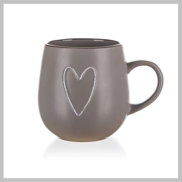 Keramický hrnček HEART 500 ml, hnedý 60221524B