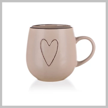 Keramický hrnček HEART 500 ml, béžový 60221524LB
