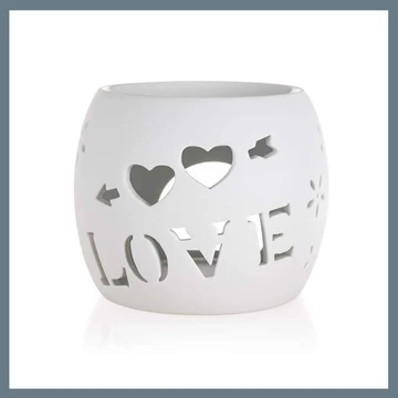 HOME DECOR Aromalampa, porcelán, 10,5 × 10,5 cm, Love, biela 63914401