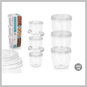 LEKNES 3-dielna súprava plastových zaváracích pohárov 250 ml 10657