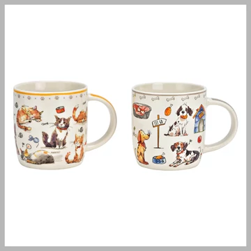 Porcelánový hrnček s dekoráciou mačky alebo psa 10042735