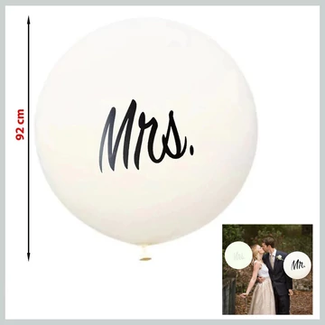 Obrovský XL balón s nápisom MRS, biely 92 cm 85426