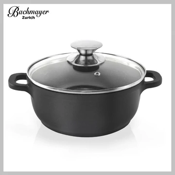 Bachmayer mramorom potiahnutý čierny hrniec 28 cm, 28x12,5 cm, 6,5L - BM-7770-28