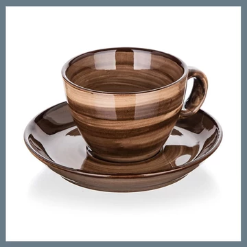 BANQUET PALAS šálka a tanierik 90 ml, hnedá 60322822