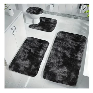 4-dielna súprava mäkkých kúpeľňových kobercov čierna UL719812
