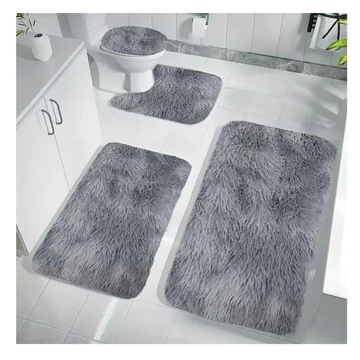 4-dielna mäkká súprava kúpeľňových rohožiek sivá UL719812S

