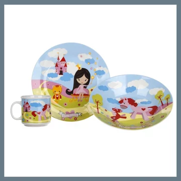 Detská keramická jedálenská súprava PRINCESS, 3-dielna 60YDDS03J