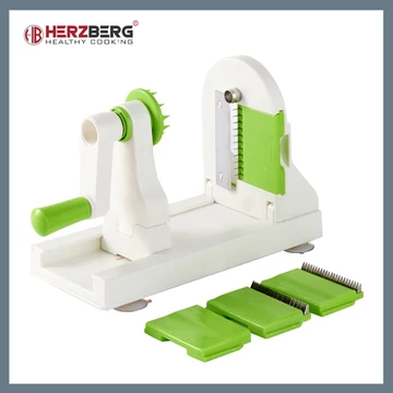 Herzberg súprava špirálového krájača na zeleninu s vymeniteľnými nerezovými čepeľami, zeleno-biela HG-8030