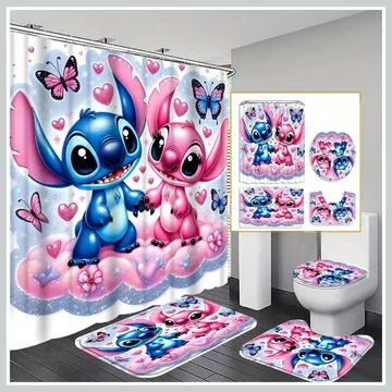 Lilo & Stitch Love kúpeľňová súprava – sprchový záves a doplnky TY1181137