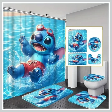 Lilo Blue kúpeľňová súprava – sprchový záves a doplnky UU1178284