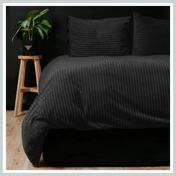 TEDDY rebrovaná čierna posteľná bielizeň 200 x 200 8720578122882