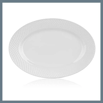 BANQUET DIAMOND LINE oválny keramický tanier, 34,5 × 24,2 cm, biely 60322123