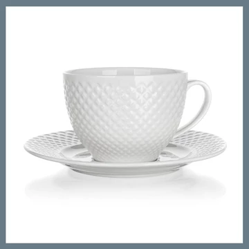 BANQUET DIAMOND LINE keramická šálka s podšálkou, 220 ml, biela 60322127