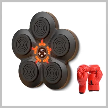 Nástěnný boxovací trenažér, Bluetooth, LED světla, černý, s rukavicemi FABL5