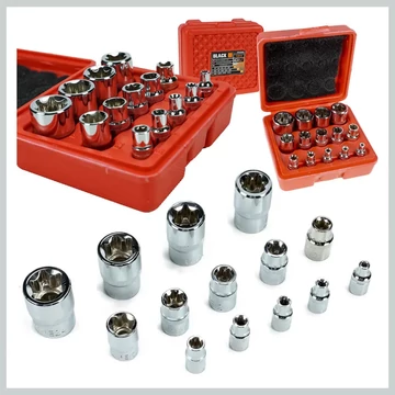 BLACK E Torx zásuvkový kľúč set 14 ks 4-24 mm CR-V oceľ – 30335