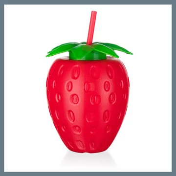 BANQUET Plastová fľaša so slamkou, tvar jahody, 880 ml 55062501
