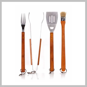 HAPPY GREEN BBQ grilovací set, 4 ks, s drevenými rukoväťami, 5012065-A
