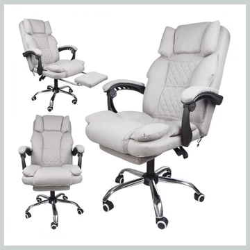 MASTER kancelárska otočná stolička s podnožkou a masážnou funkciou – sivá látka KO32SZ
