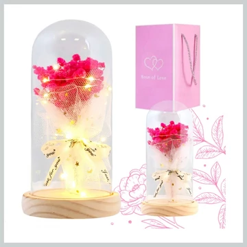 Večná kvetina pod sklom s LED osvetlením ROZ23
