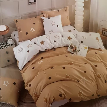 7-dielna hviezdičková posteľná súprava, Hnedo-biela AB107-1
