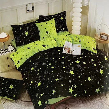 7-dielna hviezdičková posteľná súprava, zeleno-čierna AB107-3
