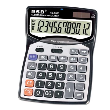 RSB RD-8500 XXL stolová kalkulačka, 20×15 CM, solárne nabíjanie a batéria, veľký displej, tiché tlačidlá, na batérie, sivá a čierna