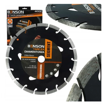 Diamantový rezný kotúč Benson na betón, dlažbu a kameň - 230 mm x 22,2 mm, segmentový 41002