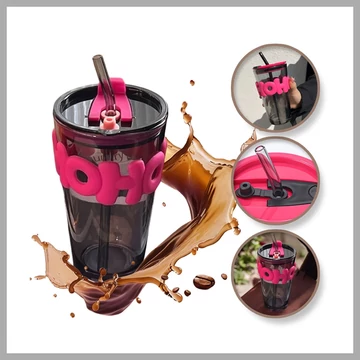 Farebný sklenený hrnček so slamkou CUP14