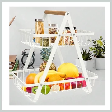 Dvojúrovňový kovový úložný kôš – kuchynský a domácí organizér 39434986fk
