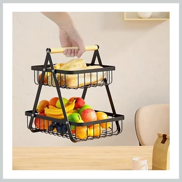 Dvojúrovňový kovový úložný kôš – kuchynský a domácí organizér 39434986k
