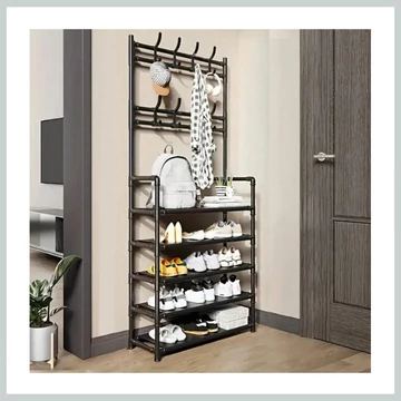 5-poschodový stojan na topánky s háčikmi čierny 48003502f5
