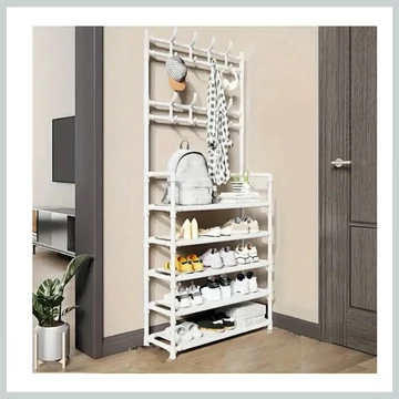 5-úrovňový stojan na topánky s háčikmi biely 48003502w5
