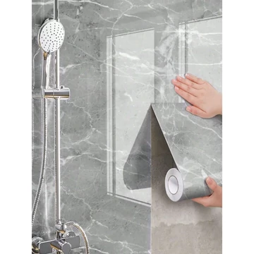 1 Rolka Vodotesná Tapeta s Mramorovým Vzorom, 45x500 cm, Sivá 35703384-SZ2