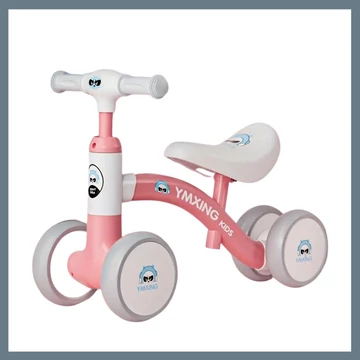 Štvorkolesový, bezpedálový detský bicykel - Ružový 601099674833524-R