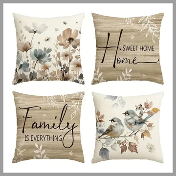 Súprava 4 ks vankúšových obalov v jesennom štýle, 45 cm x 45 cm 601099686955646