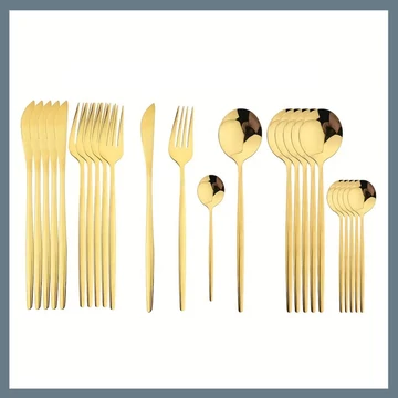 24-dielna súprava príborov z nehrdzavejúcej ocele - Zlatá 601099521763851-A