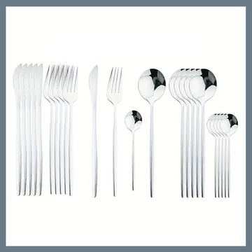 24-dielna súprava príborov z nehrdzavejúcej ocele - Strieborná 601099521763851-E