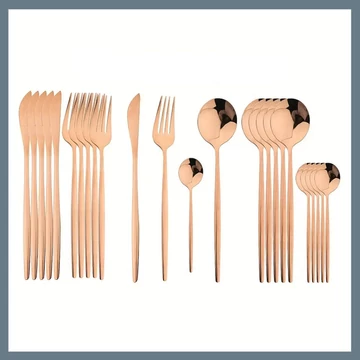 24-dielna súprava príborov z nehrdzavejúcej ocele - Medená 601099521763851-R