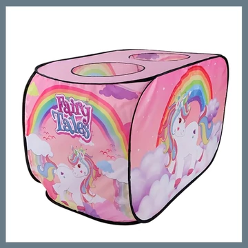 Skladací detský hrací stan – Rúžový, jednorožcový vzor 601100250694499-E