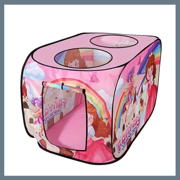 Skladací detský hrací stan – Rúžový, princeznovský vzor 601100250694499-H