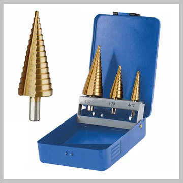 Stupňovitý kovový vrták, 3-dielna sada TIN HSS E20090
