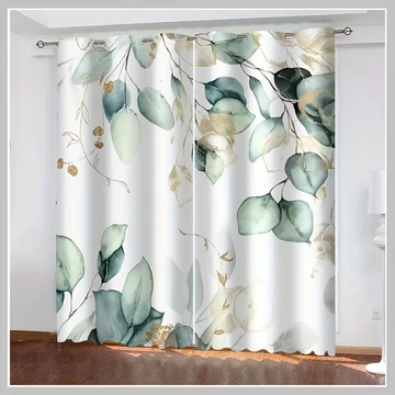 Záclona s eukalyptovými listami 100 x 220 cm 2 ks JA105340
