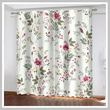 Záclona s jarným kvetinovým vzorom 100 x 200 cm 2 ks UD104802
